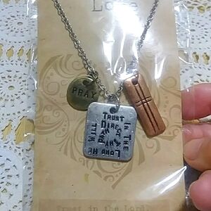 Christian  jewelry, stamped necklace